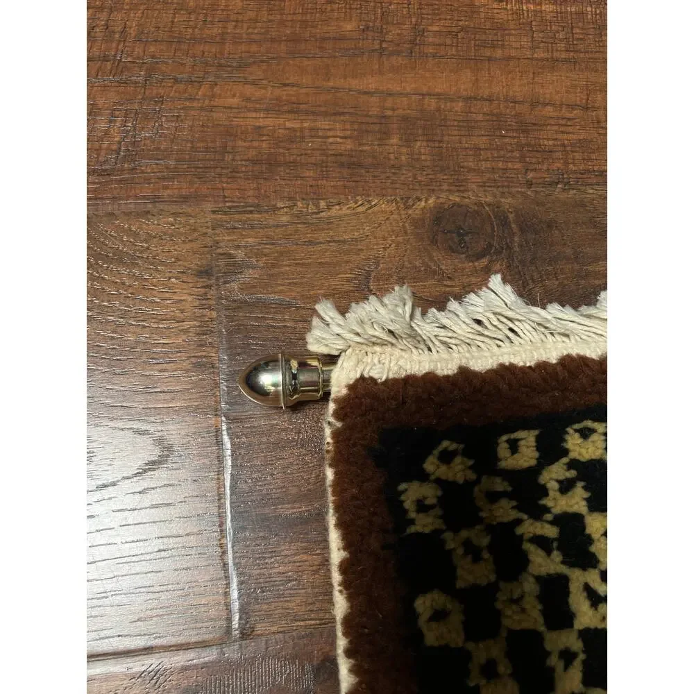 Vintage Wool Wall Hanging Crewel – Geometric Double Panel Tapestry with Fringe